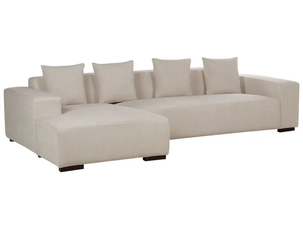 Höger hörnsoffa Beige Manchester L-formad 4-sits med prydnadskuddar Modern design