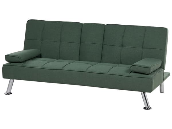 Bäddsoffa Grön 3-sits nedfällbart bord Klick Klack