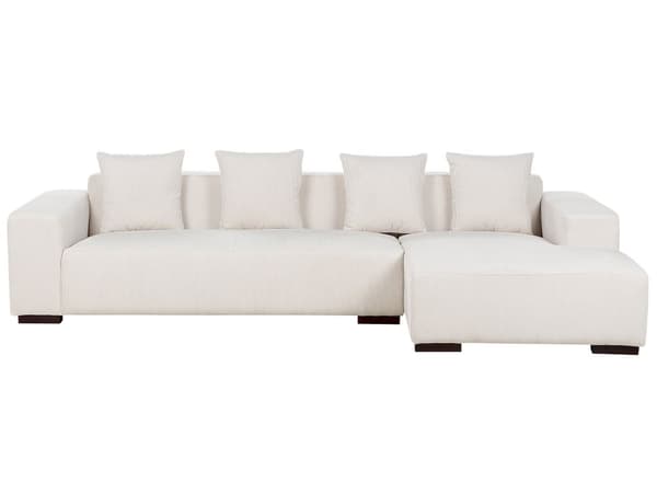 Vänster hörnsoffa Off-White Manchester L-formad 4-sits med kuddar Modern design