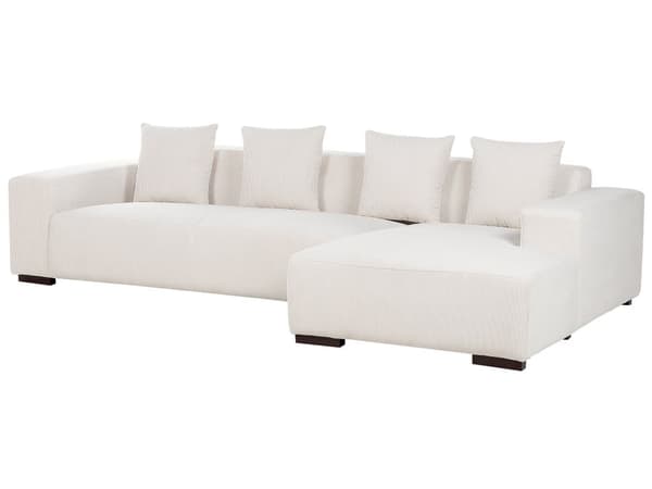 Vänster hörnsoffa Off-White Manchester L-formad 4-sits med kuddar Modern design