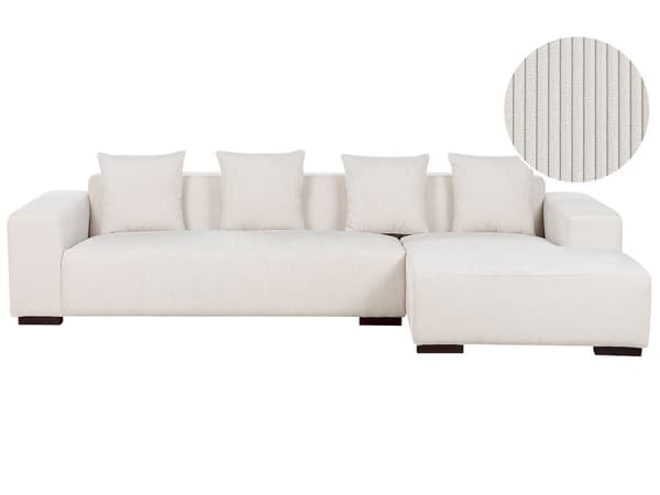 Vänster hörnsoffa Off-White Manchester L-formad 4-sits med kuddar Modern design