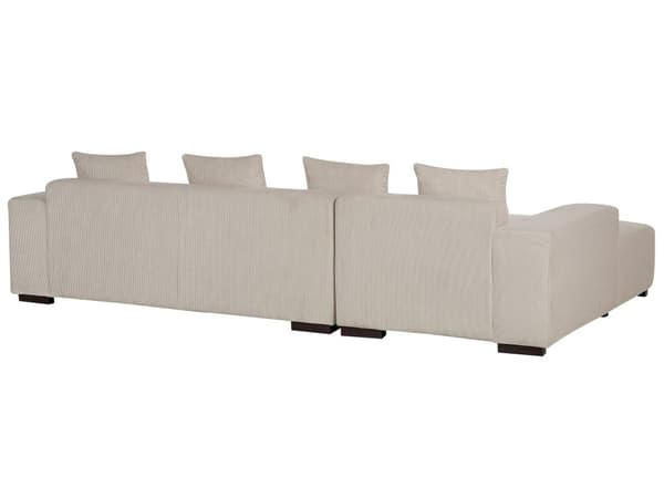 Höger hörnsoffa med ottoman Beige Manchester L-formad 4-sits med prydnadskuddar Modern design