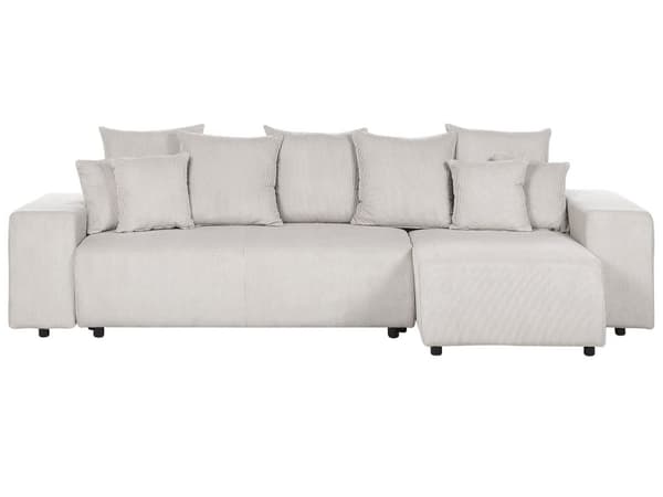 Vänster hörn Soffa Ljusbeige Manchester 3 Sits Extra Prydnadskuddar Modernt Vardagsrum