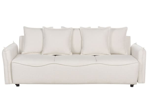 Bäddsoffa Vit Konvertibel Sovsoffa med Förvaring Ytterligare Kuddar Avtagbara Överdrag Modern Minimalistisk Stil Vardagsrum Sovrum