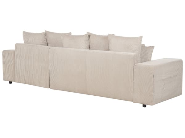 Sovesofa med Chaiselong Taupe 3 Personers Sofa L Formet Dyb Sofaseng Siddemøbel Blød Stofsofa Design Hjørnesovesofa med Opbevaring