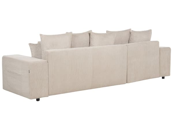 Sovesofa med Chaiselong Taupe 3 Personers Sofa L Formet Dyb Sofaseng Siddemøbel Blød Stofsofa Design Hjørnesovesofa med Opbevaring