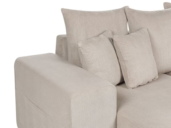Sovesofa med Chaiselong Taupe 3 Personers Sofa L Formet Dyb Sofaseng Siddemøbel Blød Stofsofa Design Hjørnesovesofa med Opbevaring