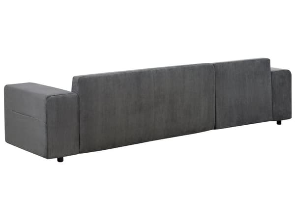 Sovesofa med Chaiselong Grå 3 Personers Sofa L Formet Dyb Sofaseng Siddemøbel Blød Stofsofa Design Hjørnesovesofa med Opbevaring