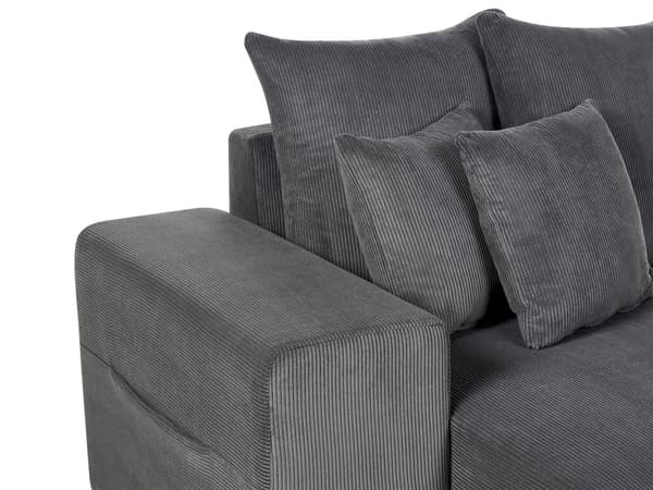 Sovesofa med Chaiselong Grå 3 Personers Sofa L Formet Dyb Sofaseng Siddemøbel Blød Stofsofa Design Hjørnesovesofa med Opbevaring