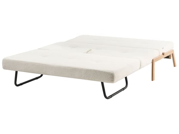 Sovesofa Hvit Bouclé Metallben 2-seter Puter Ekstra soveplass Skandinavisk stil Moderne