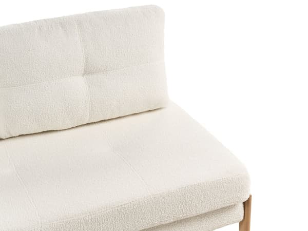 Sovesofa Hvit Bouclé Metallben 2-seter Puter Ekstra soveplass Skandinavisk stil Moderne
