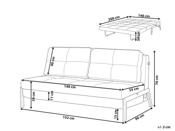 3 Personers Lysegrå Sovesofa med Sovefunktion Skandinavisk Design
