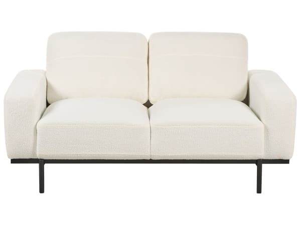 Sofa Hvit Boucle Svart Metallben 156 x 87 x 72 cm 2 Seter Klassisk Sofa Sofa Stue Moderne