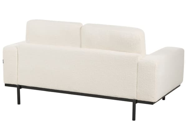 Sofa Hvit Boucle Svart Metallben 156 x 87 x 72 cm 2 Seter Klassisk Sofa Sofa Stue Moderne