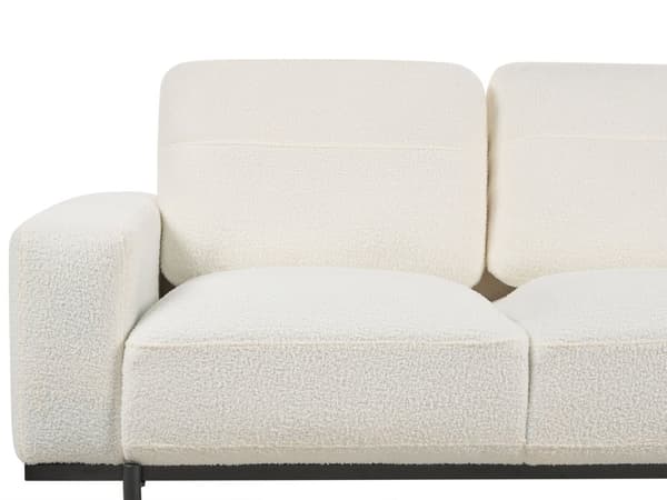Sofa Hvit Boucle Svart Metallben 156 x 87 x 72 cm 2 Seter Klassisk Sofa Sofa Stue Moderne