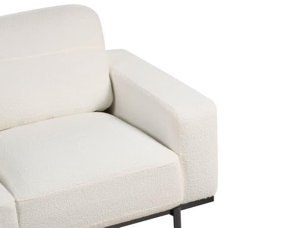 Sofa Hvit Boucle Svart Metallben 156 x 87 x 72 cm 2 Seter Klassisk Sofa Sofa Stue Moderne