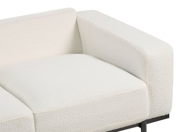 Sofa Hvit Boucle Svart Metallben 156 x 87 x 72 cm 2 Seter Klassisk Sofa Sofa Stue Moderne