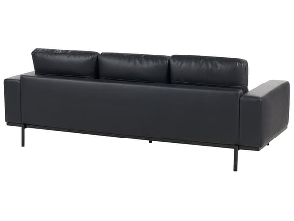 Sofa Svart Kunstskinn Metallben 215 x 87 x 72 cm 3-seters Klassisk Sofa Sofa Stue Moderne
