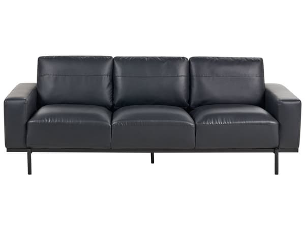 Sofa Svart Kunstskinn Metallben 215 x 87 x 72 cm 3-seters Klassisk Sofa Sofa Stue Moderne