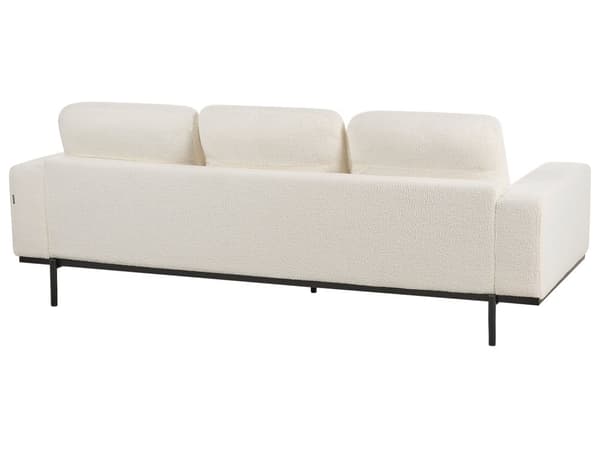 Sofa Hvit Boucle Svart Metallben 215 x 87 x 72 cm 3 Seter Klassisk Sofa Sofa Stue Moderne