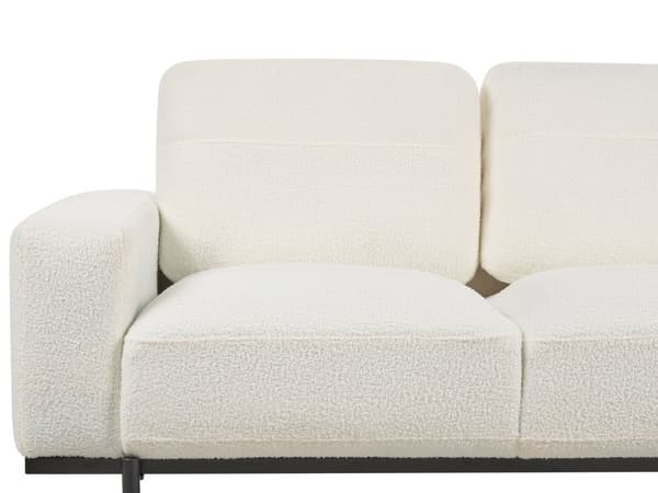 Sofa Hvit Boucle Svart Metallben 215 x 87 x 72 cm 3 Seter Klassisk Sofa Sofa Stue Moderne
