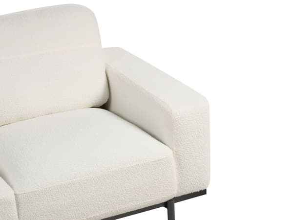 Sofa Hvit Boucle Svart Metallben 215 x 87 x 72 cm 3 Seter Klassisk Sofa Sofa Stue Moderne