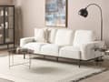 Miniatyrbilde 2 av 11: Sofa Hvit Boucle Svart Metallben 215 x 87 x 72 cm 3 Seter Klassisk Sofa Sofa Stue Moderne