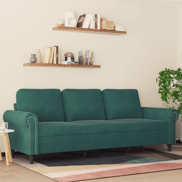 vidaXL 3-personers sofa 180 cm fløjl mørkegrøn