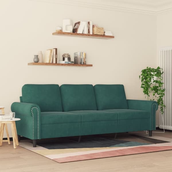 vidaXL 3-sitssoffa mörkgrön 180 cm sammet