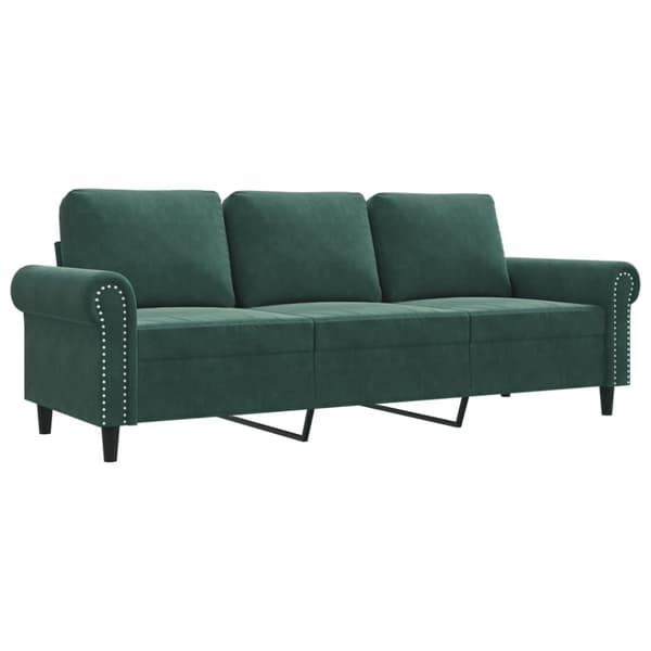 vidaXL 3-sitssoffa mörkgrön 180 cm sammet