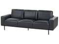 Miniatyrbillede 4 af 11: Sofa sort kunstlæder metalben 215 x 87 x 72 cm 3-personers klassisk sofa sofa stue moderne