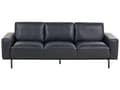 Miniatyrbillede 1 af 11: Sofa sort kunstlæder metalben 215 x 87 x 72 cm 3-personers klassisk sofa sofa stue moderne