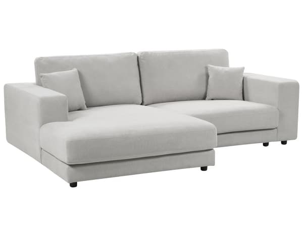 Hjørnesofa med Chaiselong Grå Polyester 3 Personers Sofa L Formet Dyb Sofahjørne Siddemøbel Blød Stofsofa Højrevendt