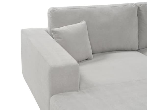 Hjørnesofa med Chaiselong Grå Polyester 3 Personers Sofa L Formet Dyb Sofahjørne Siddemøbel Blød Stofsofa Højrevendt