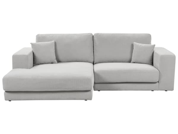 Hjørnesofa med Chaiselong Grå Polyester 3 Personers Sofa L Formet Dyb Sofahjørne Siddemøbel Blød Stofsofa Højrevendt