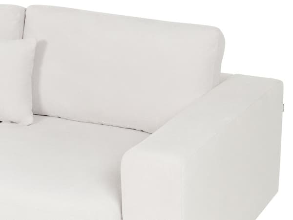 Hjørnesofa med Chaiselong Hvid Polyester 4 Personers Sofa L Formet Dyb Sofahjørne Siddemøbel Blød Stofsofa Venstrevendt