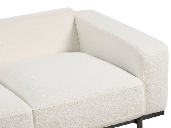 Sofa Hvid Boucle Sort Metalben 156 x 87 x 72 cm 2-personers Klassisk Sofa Sofa Stue Moderne stil
