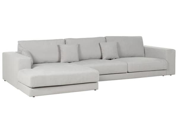 Hjørnesofa med Chaiselong Grå Polyester 4 Personers Sofa L Formet Dyb Sofahjørne Siddemøbel Blød Stofsofa Højrevendt