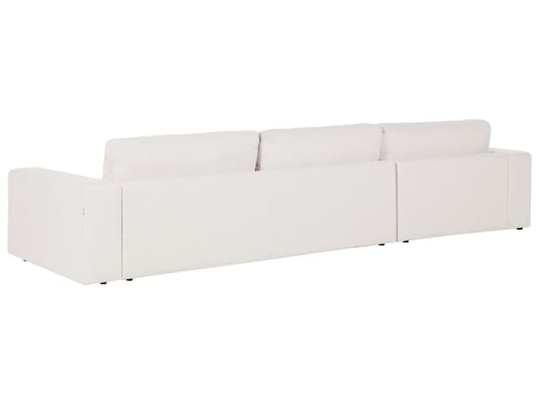 Hjørnesofa med Chaiselong Hvid Polyester 4 Personers Sofa L Formet Dyb Sofahjørne Siddemøbel Blød Stofsofa Højrevendt