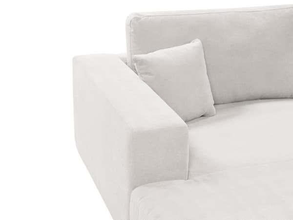 Hjørnesofa med Chaiselong Hvid Polyester 3 Personers Sofa L Formet Dyb Sofahjørne Siddemøbel Blød Stofsofa Højrevendt