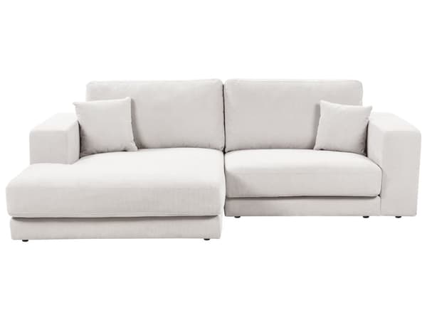 Hjørnesofa med Chaiselong Hvid Polyester 3 Personers Sofa L Formet Dyb Sofahjørne Siddemøbel Blød Stofsofa Højrevendt