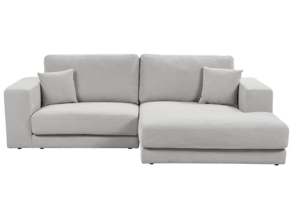 Hjørnesofa med Chaiselong Grå Polyester 3 Personers Sofa L Formet Dyb Sofahjørne Siddemøbel Blød Stofsofa Venstrevendt