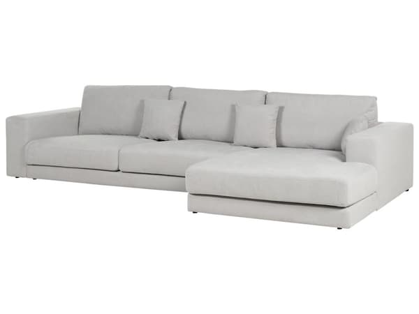 Hjørnesofa med Chaiselong Grå Polyester 4 Personers Sofa L Formet Dyb Sofahjørne Siddemøbel Blød Stofsofa venstrevendt