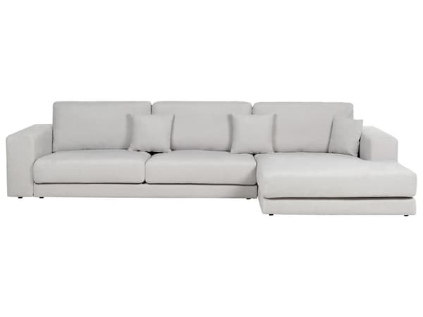 Hjørnesofa med Chaiselong Grå Polyester 4 Personers Sofa L Formet Dyb Sofahjørne Siddemøbel Blød Stofsofa venstrevendt