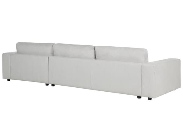 Venstre 4-seters hjørnesofa i lysegrått stoff Polstret med skinnarmlener Ekstra puter Minimalistisk moderne stil