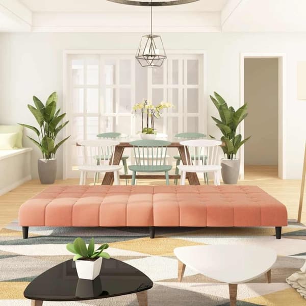 vidaXL Bäddsoffa 2-sits rosa sammet