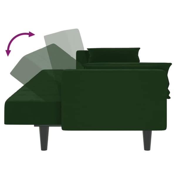 vidaXL Bäddsoffa 2-sits med två kuddar mörkgrön sammet