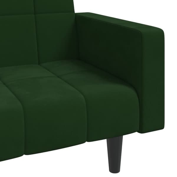 vidaXL Bäddsoffa 2-sits med två kuddar mörkgrön sammet