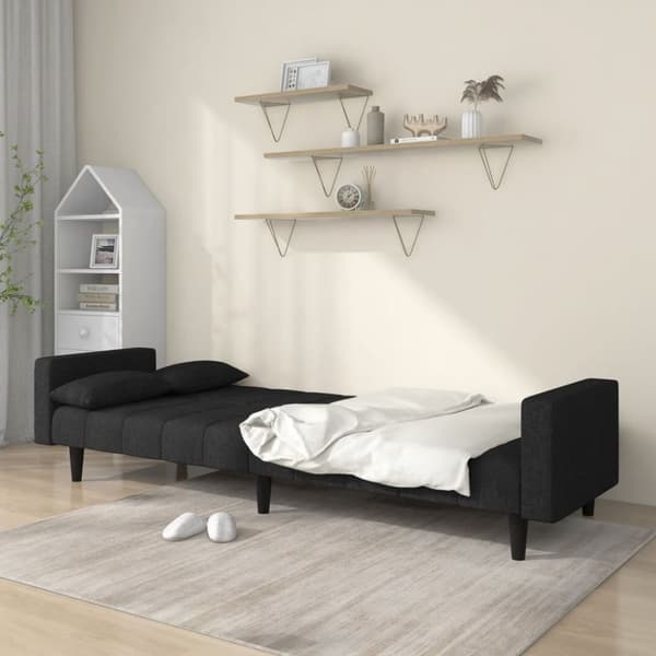 vidaXL 2-personers sovesofa med 2 puder stof sort