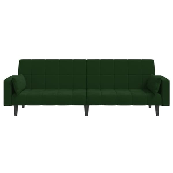 vidaXL 2-personers sovesofa med 2 puder fløjl mørkegrøn